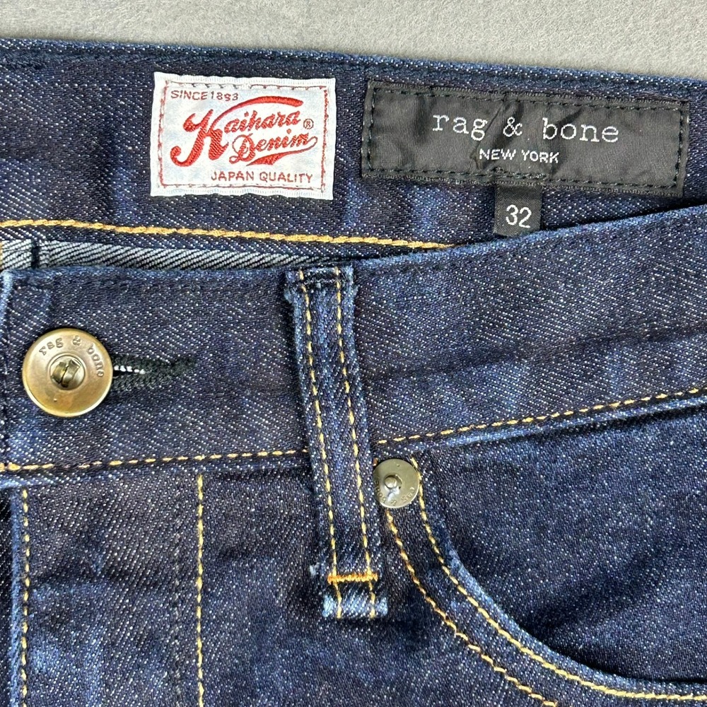 Rag & Bone Jeans Kaihara Raw Denim Mens 32x32 Indigo Blue - Picture 2 of 15